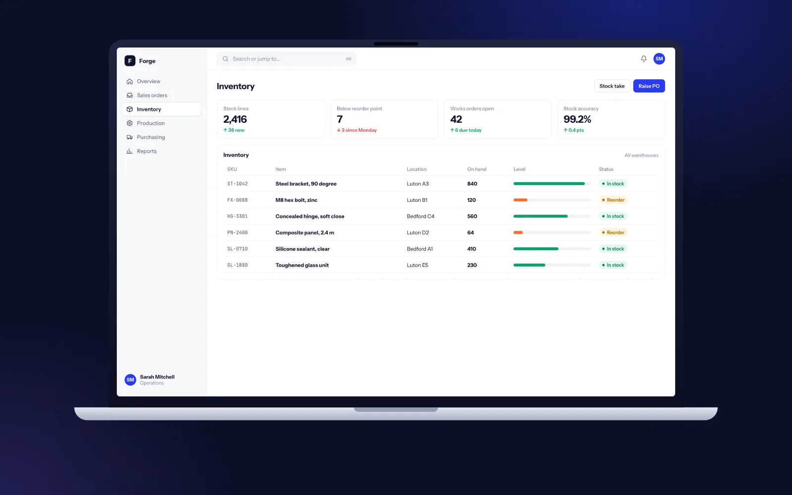 Bespoke ERP screenshot