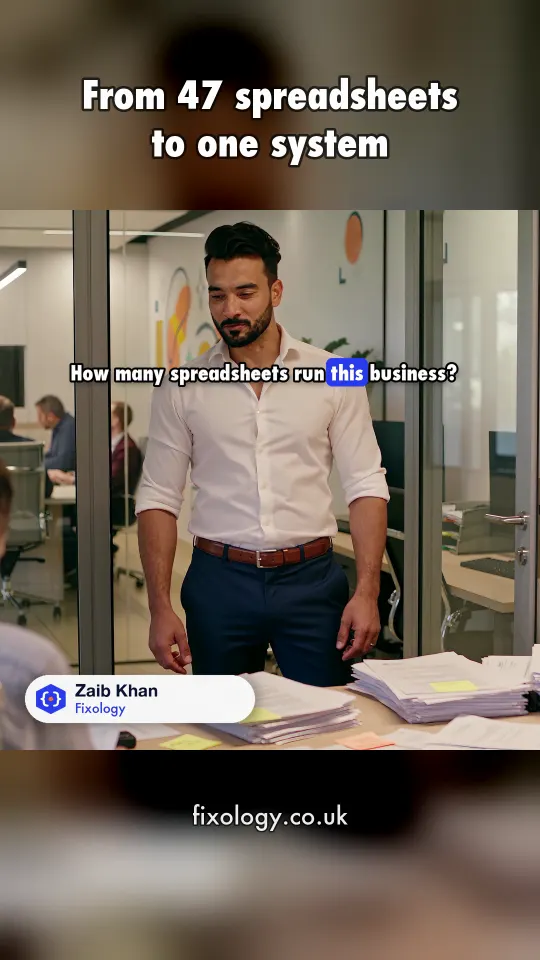 Still from a video ad for a bespoke software developer